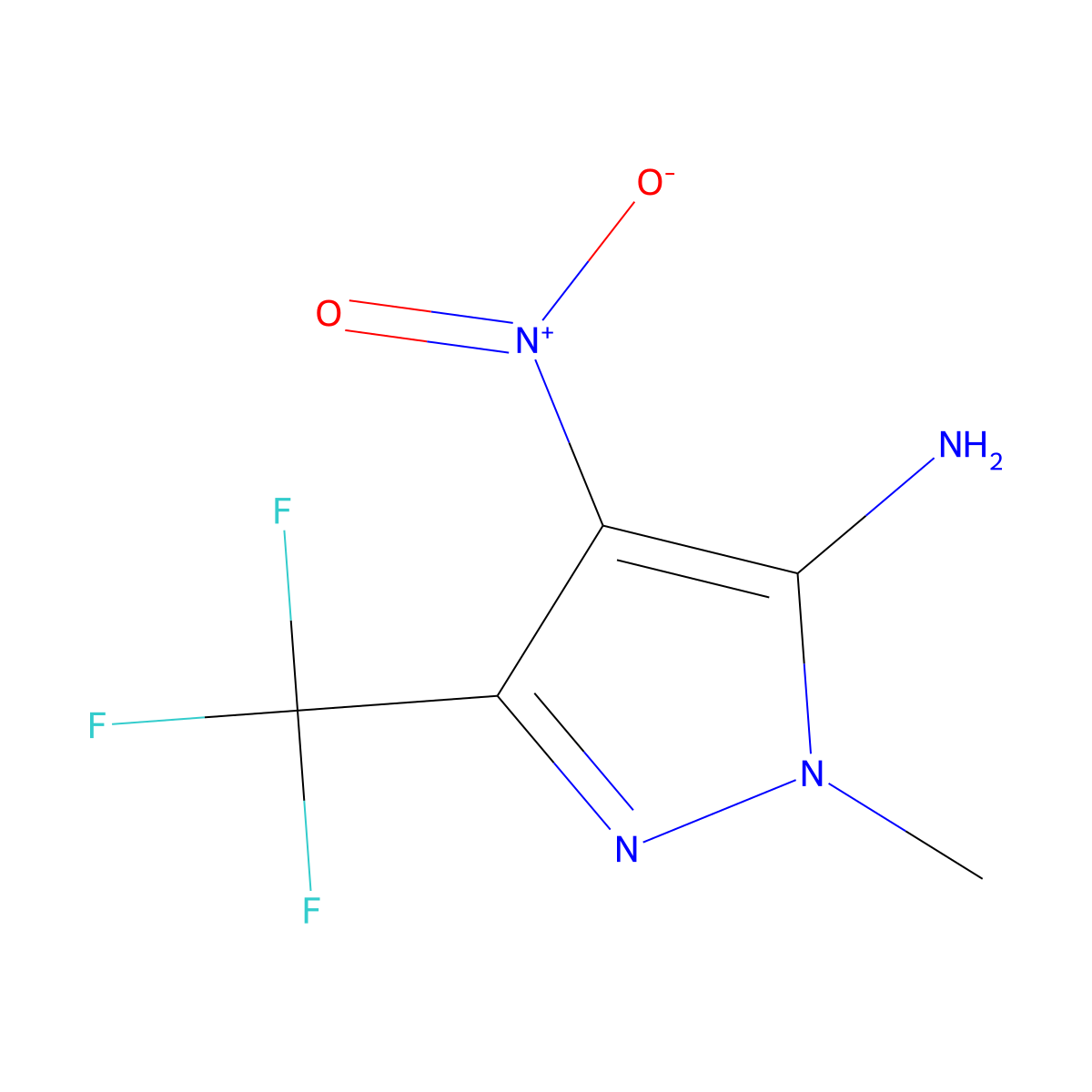 1-Methyl-4-nitro-3-(trifluoromethyl)-1H-pyrazol-5-amine molecular structure, CAS 2060061-32-5
