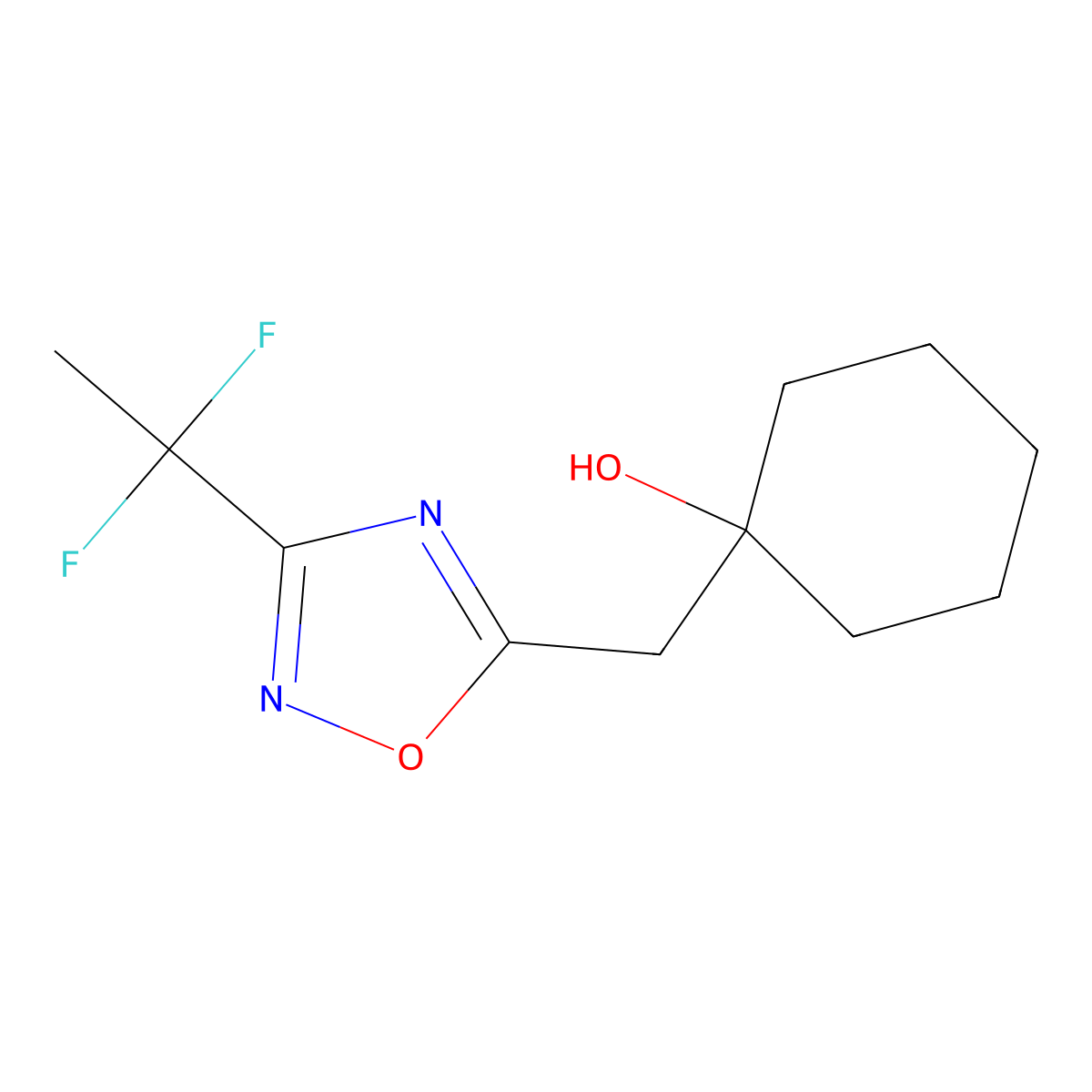 1-{[3-(1,1-Difluoroethyl)-1,2,4-oxadiazol-5-yl]methyl}cyclohexan-1-ol molecular structure, CAS 2060061-34-7