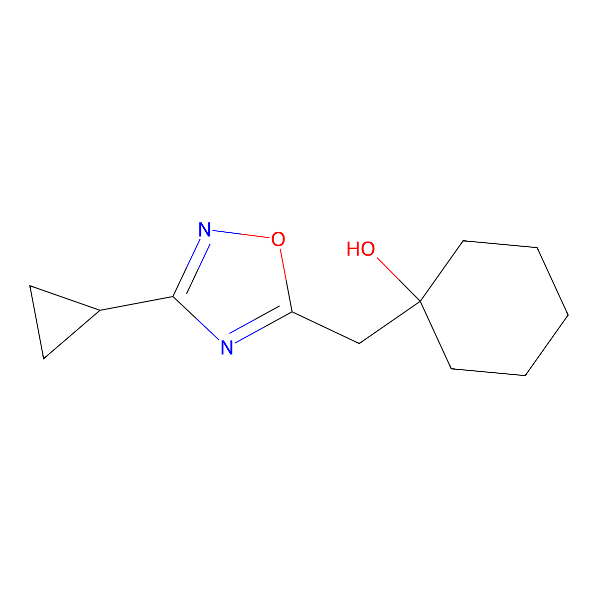 1-[(3-Cyclopropyl-1,2,4-oxadiazol-5-yl)methyl]cyclohexan-1-ol molecular structure, CAS 2060061-37-0