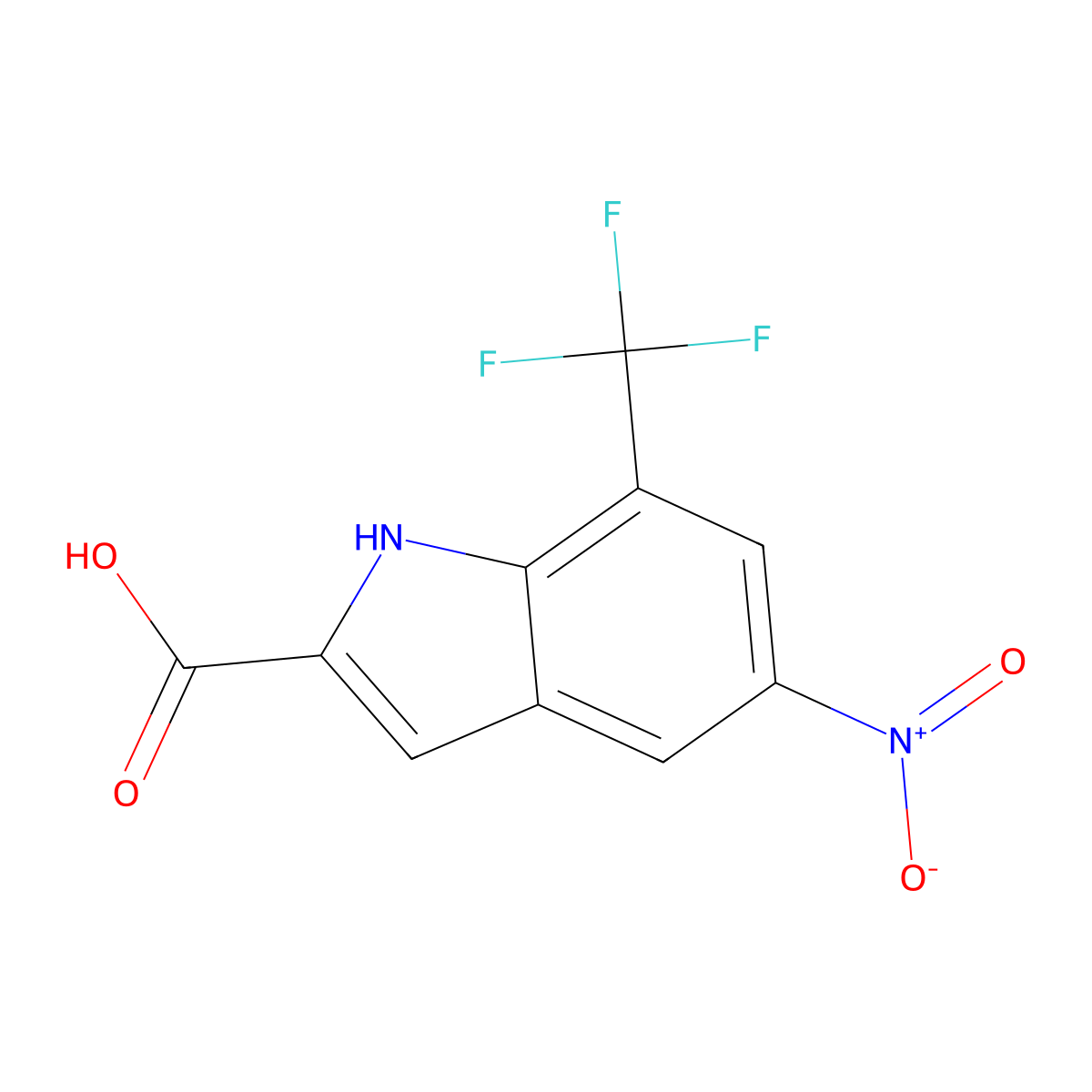 5-nitro-7-(trifluoromethyl)-1H-indole-2-carboxylic acid molecular structure, CAS 2060061-45-0