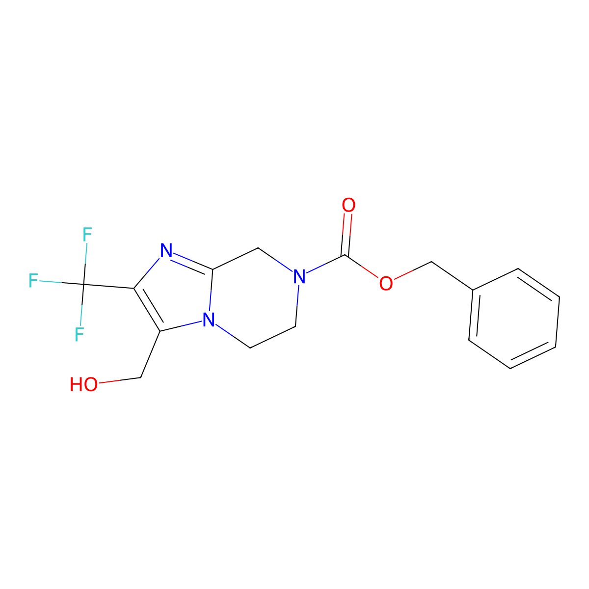 Benzyl 3-(hydroxymethyl)-2-(trifluoromethyl)-5H,6H,7H,8H-imidazo[1,2-a]pyrazine-7-carboxylate molecular structure, CAS 2060061-50-7