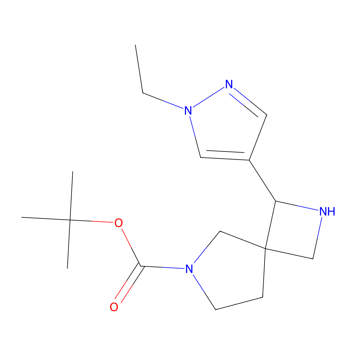 tert-Butyl 1-(1-ethyl-1H-pyrazol-4-yl)-2,6-diazaspiro[3.4]octane-6-carboxylate molecular structure, CAS 2060061-52-9