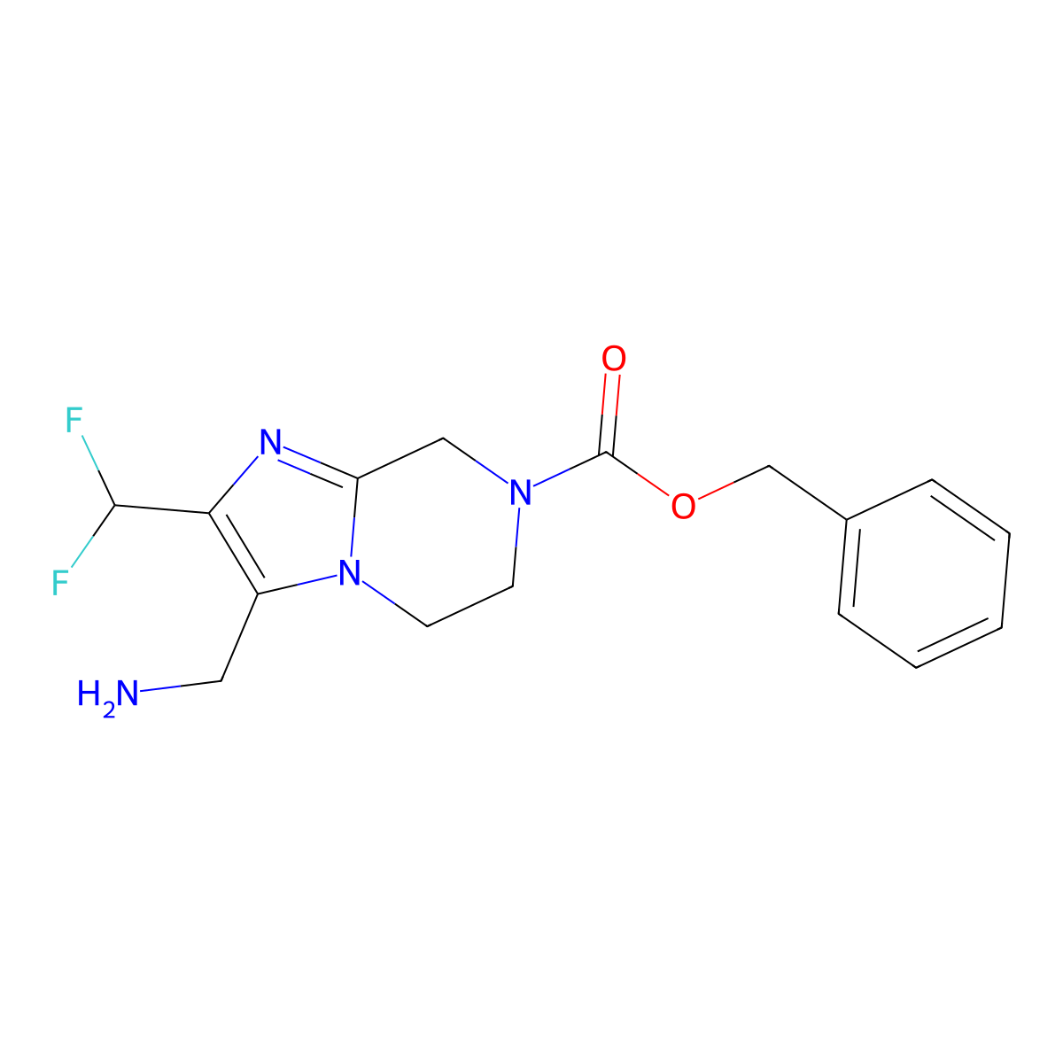 Benzyl 3-(aminomethyl)-2-(difluoromethyl)-5H,6H,7H,8H-imidazo[1,2-a]pyrazine-7-carboxylate molecular structure, CAS 2060061-53-0