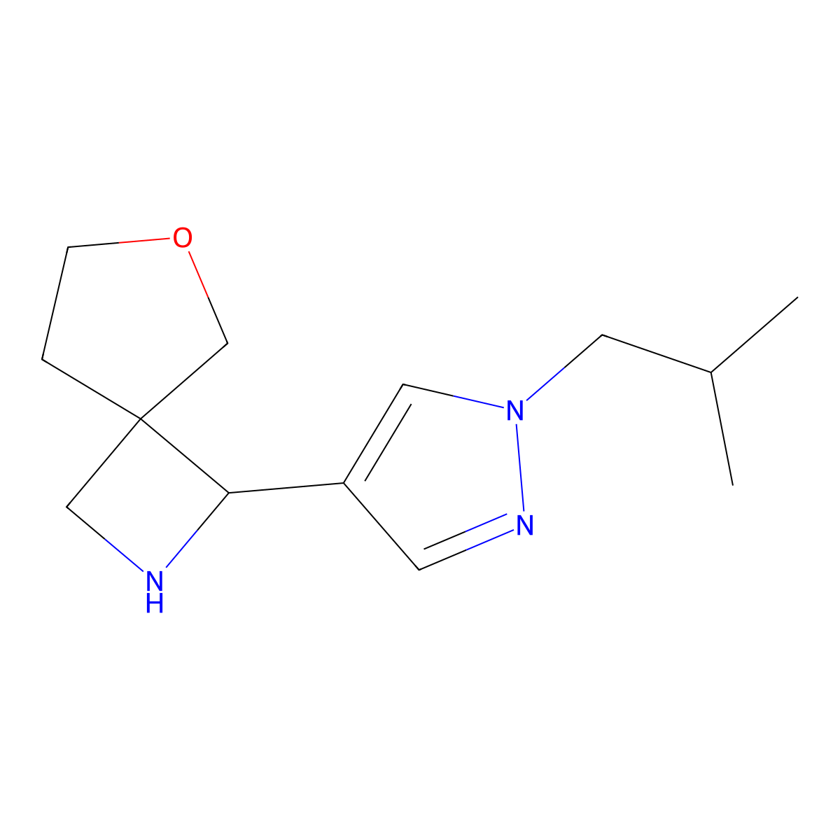 1-[1-(2-Methylpropyl)-1H-pyrazol-4-yl]-6-oxa-2-azaspiro[3.4]octane molecular structure, CAS 2060061-56-3