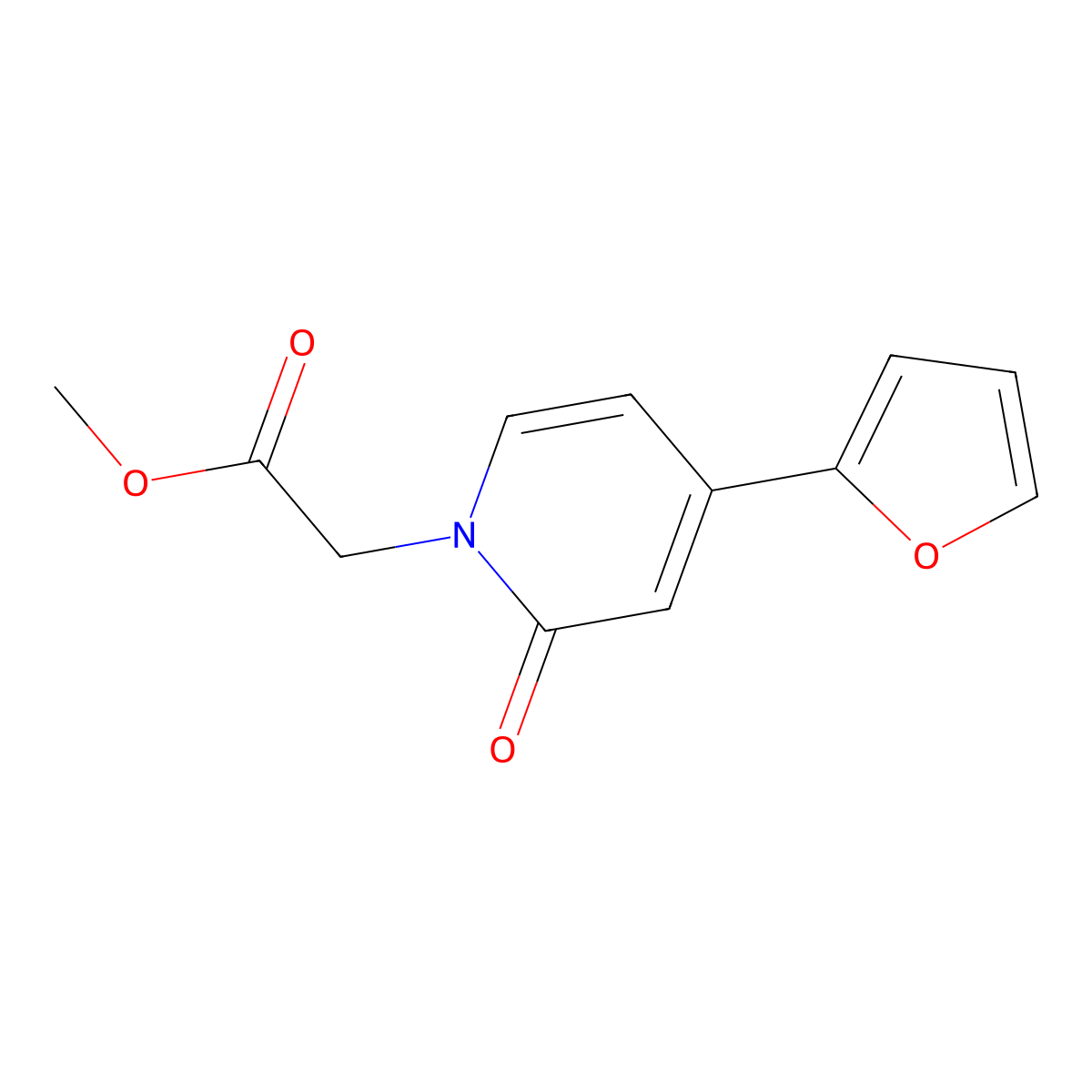 Methyl 2-[4-(furan-2-yl)-2-oxo-1,2-dihydropyridin-1-yl]acetate molecular structure, CAS 2060061-69-8