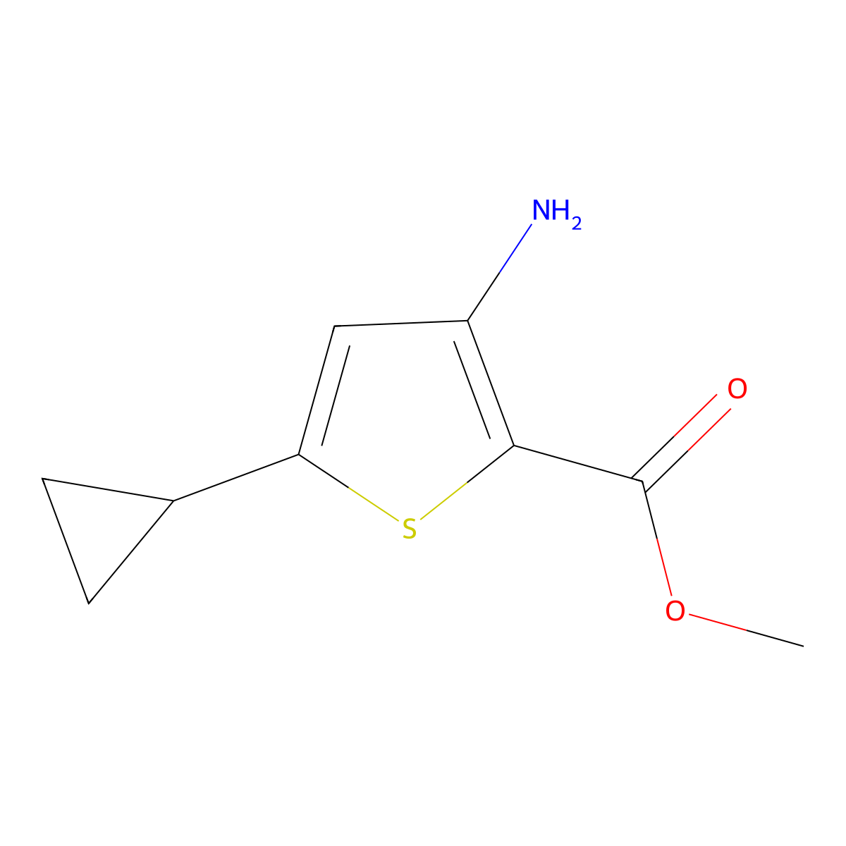 Methyl 3-amino-5-cyclopropylthiophene-2-carboxylate molecular structure, CAS 2060061-71-2