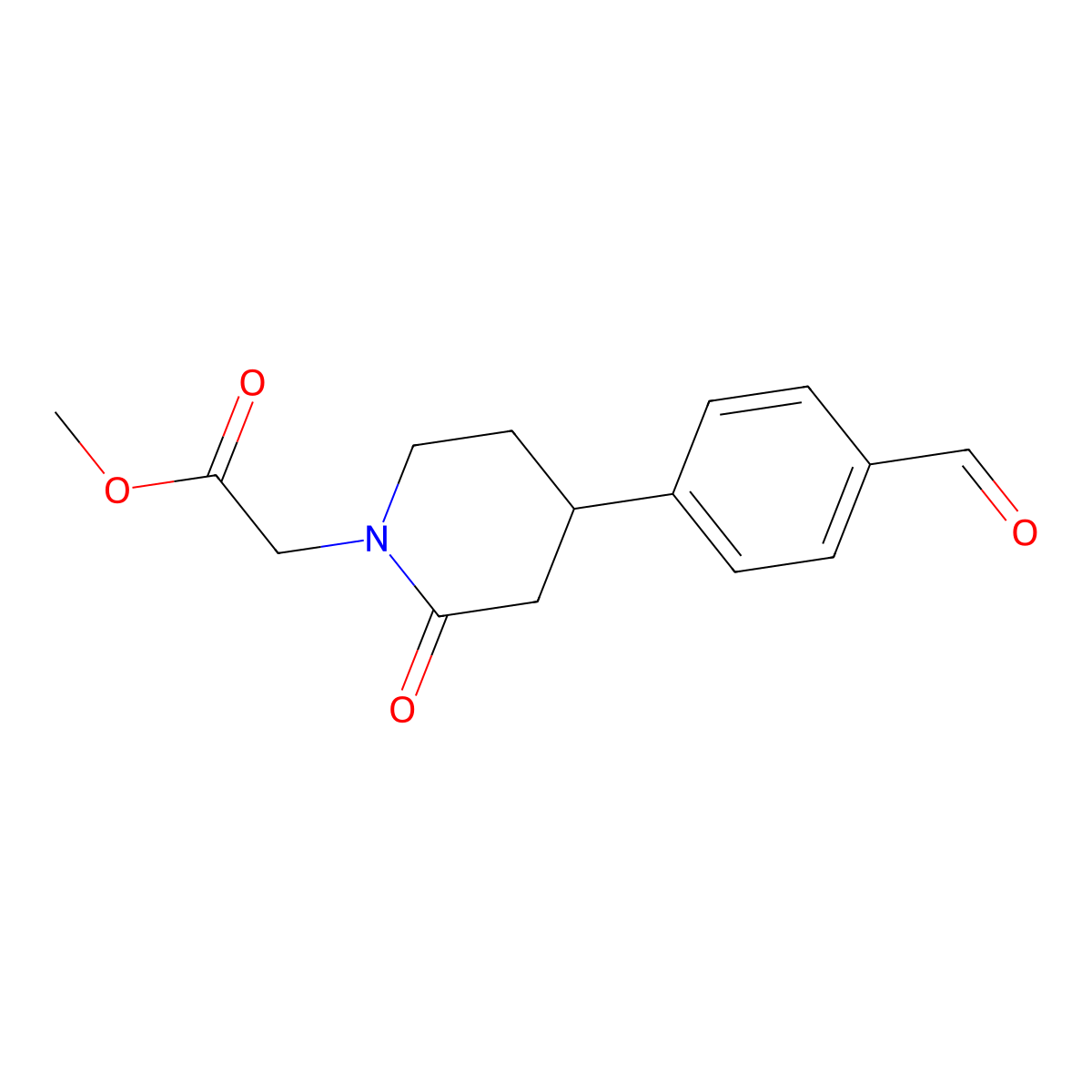 Methyl 2-[4-(4-formylphenyl)-2-oxopiperidin-1-yl]acetate molecular structure, CAS 2060061-73-4