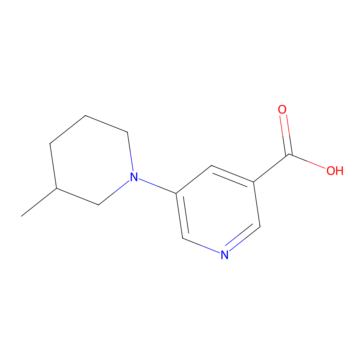 5-(3-Methylpiperidin-1-yl)nicotinic acid molecular structure, CAS 2060061-78-9