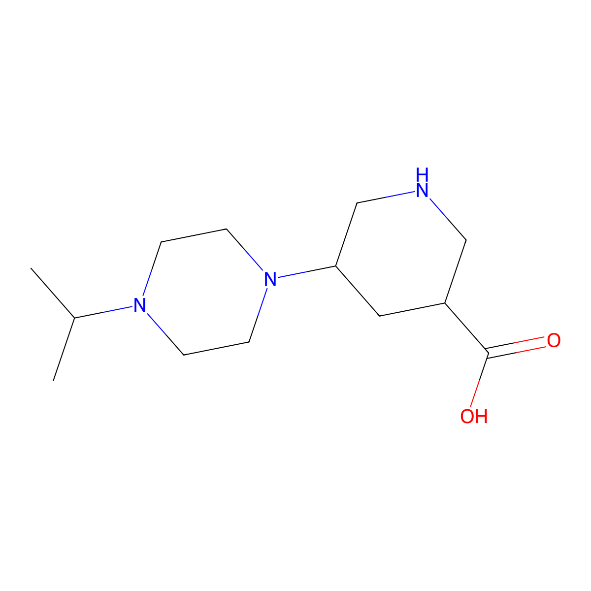5-[4-(Propan-2-yl)piperazin-1-yl]piperidine-3-carboxylic acid molecular structure, CAS 2060061-82-5