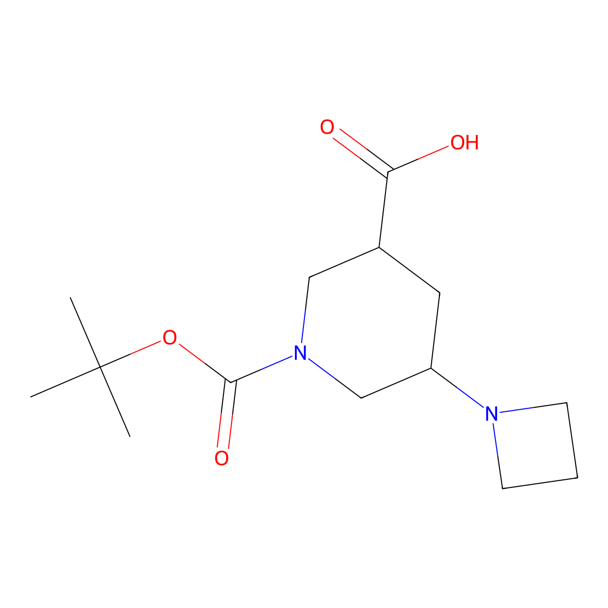 5-(Azetidin-1-yl)-1-[(tert-butoxy)carbonyl]piperidine-3-carboxylic acid molecular structure, CAS 2060061-83-6
