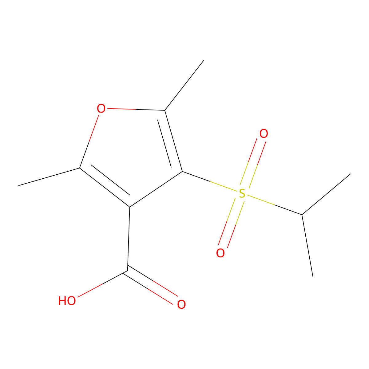 2,5-Dimethyl-4-(propane-2-sulfonyl)furan-3-carboxylic acid molecular structure, CAS 2060061-90-5