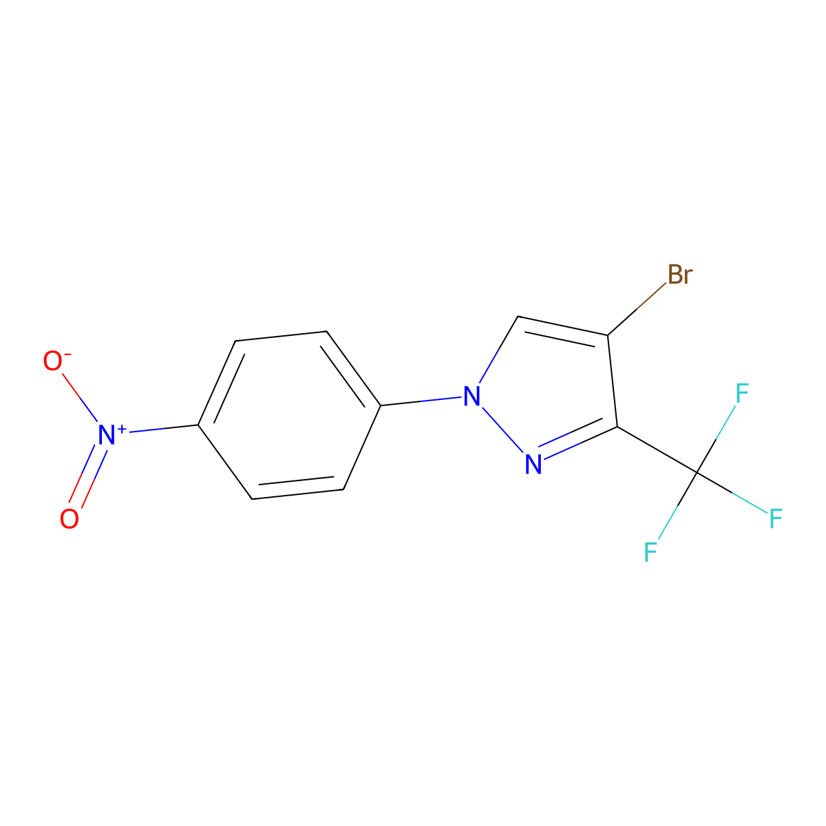 4-Bromo-1-(4-nitrophenyl)-3-(trifluoromethyl)-1H-pyrazole molecular structure, CAS 2060061-92-7