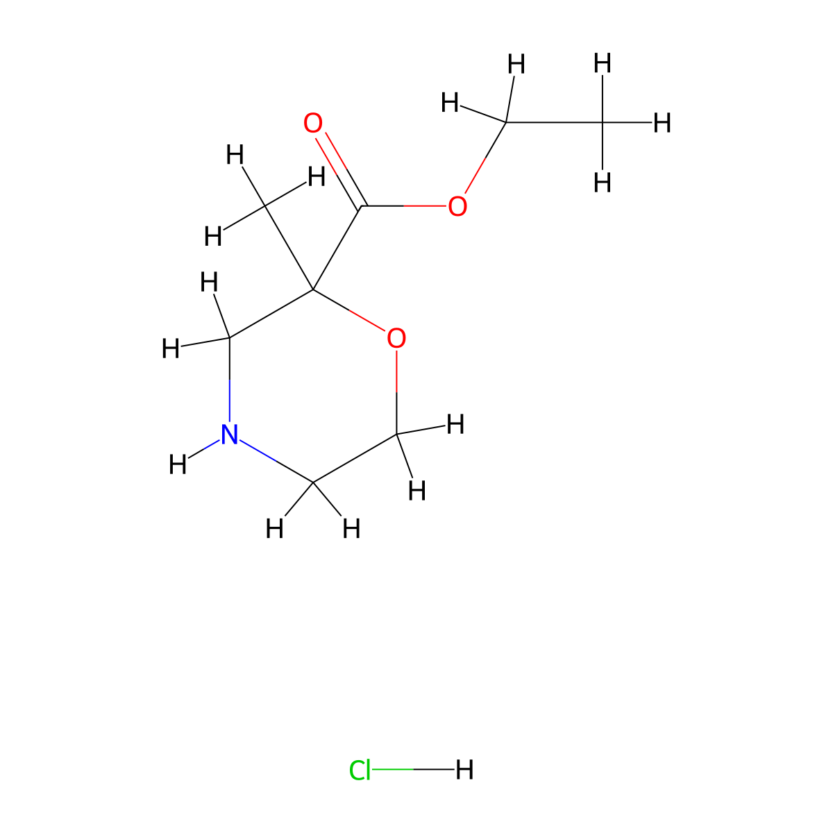Ethyl 2-methylmorpholine-2-carboxylate hydrochloride molecular structure, CAS 2060062-09-9
