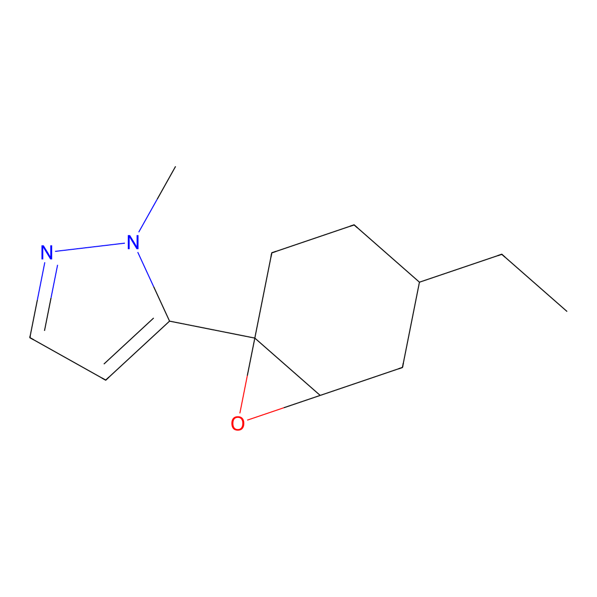 5-{4-ethyl-7-oxabicyclo[4.1.0]heptan-1-yl}-1-methyl-1H-pyrazole molecular structure, CAS 2060062-10-2