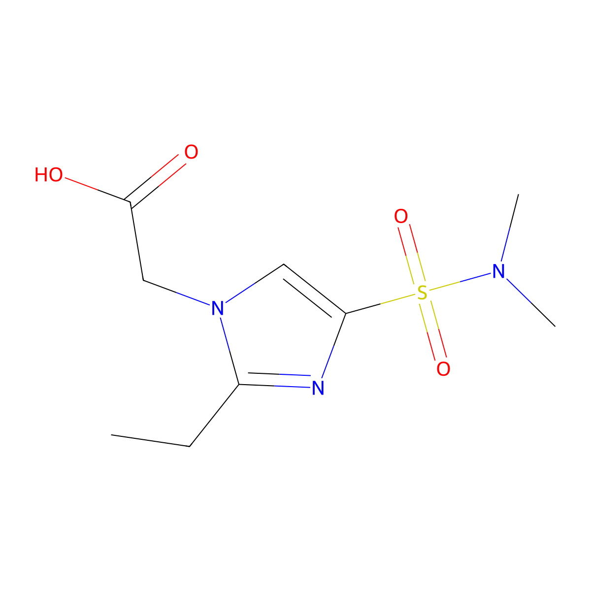 2-[4-(Dimethylsulfamoyl)-2-ethyl-1H-imidazol-1-yl]acetic acid molecular structure, CAS 2060062-11-3