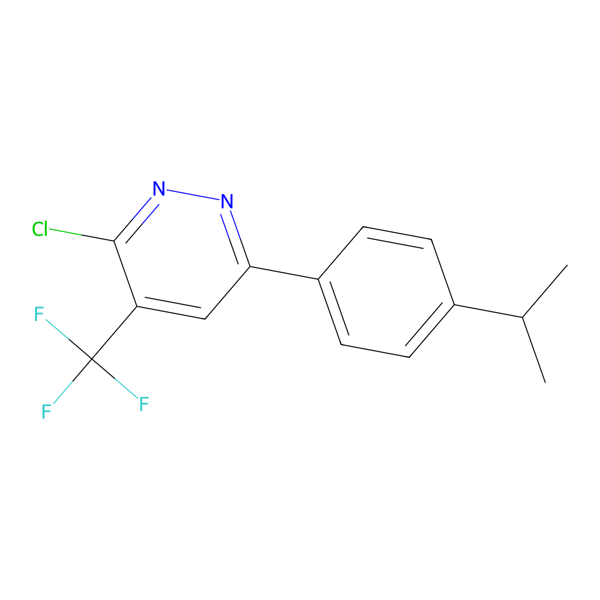 3-Chloro-6-[4-(propan-2-yl)phenyl]-4-(trifluoromethyl)pyridazine molecular structure, CAS 2060062-18-0