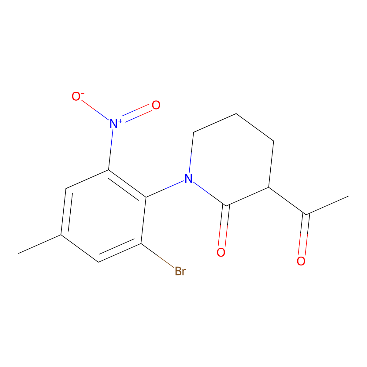 3-Acetyl-1-(2-bromo-4-methyl-6-nitrophenyl)piperidin-2-one molecular structure, CAS 2060062-19-1