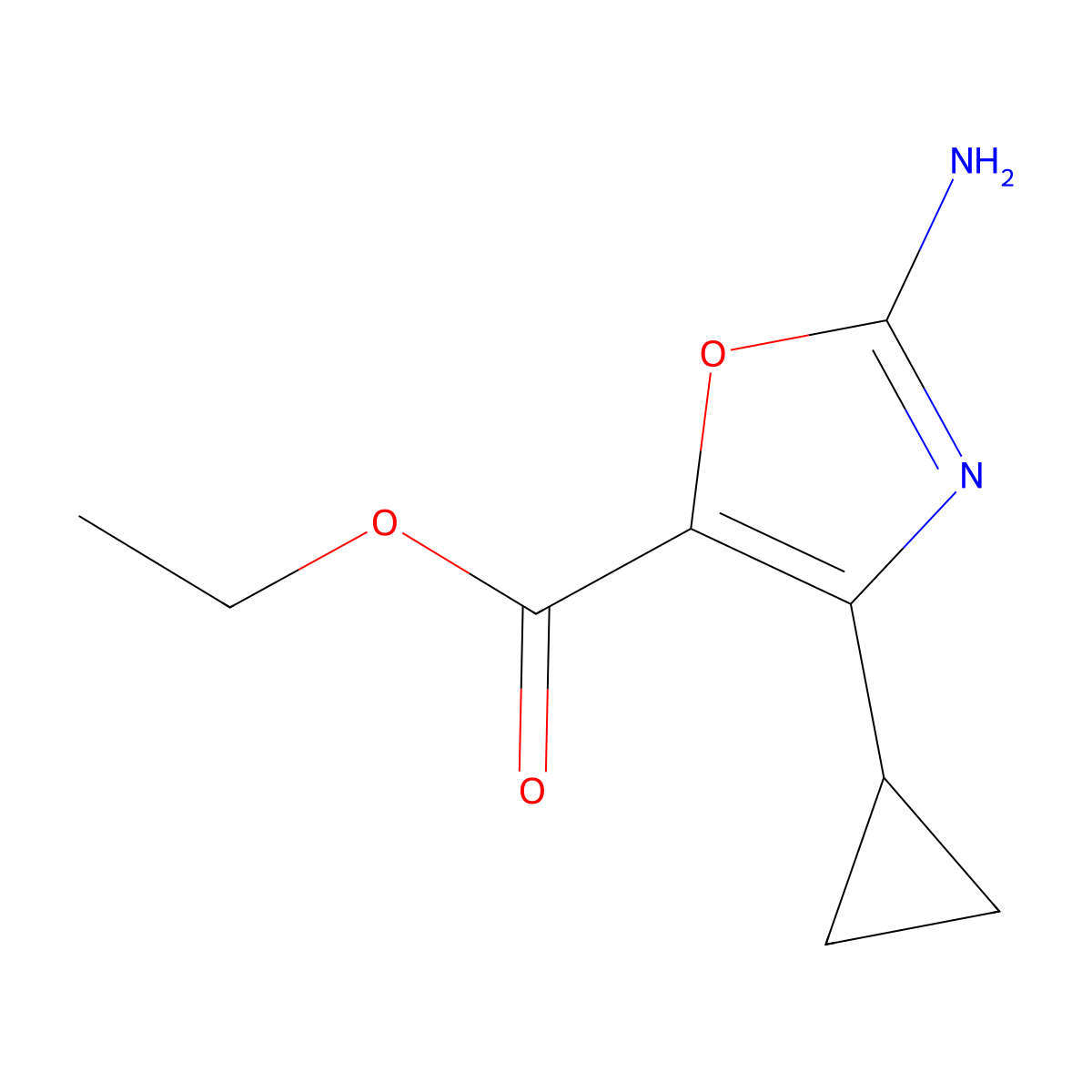 Ethyl 2-amino-4-cyclopropyl-1,3-oxazole-5-carboxylate molecular structure, CAS 2060062-22-6