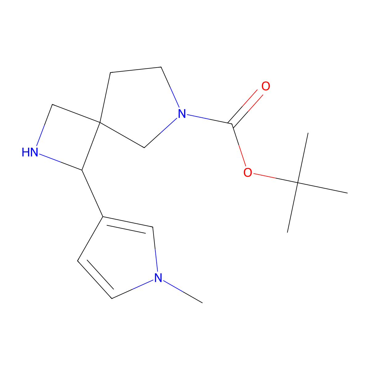 tert-Butyl 1-(1-methyl-1H-pyrrol-3-yl)-2,6-diazaspiro[3.4]octane-6-carboxylate molecular structure, CAS 2060062-25-9