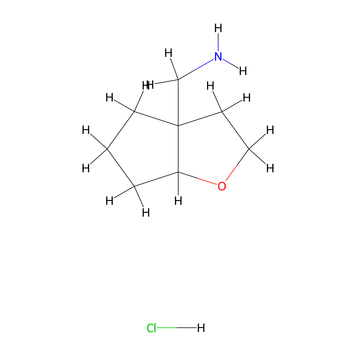 {hexahydro-2H-cyclopenta[b]furan-3a-yl}methanamine hydrochloride molecular structure, CAS 2060062-35-1