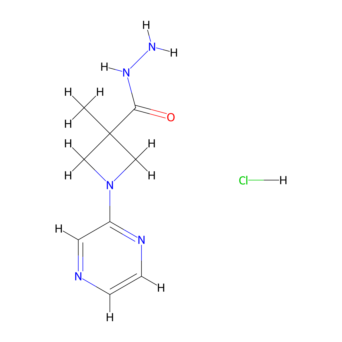 3-Methyl-1-(pyrazin-2-yl)azetidine-3-carbohydrazide hydrochloride molecular structure, CAS 2060062-42-0