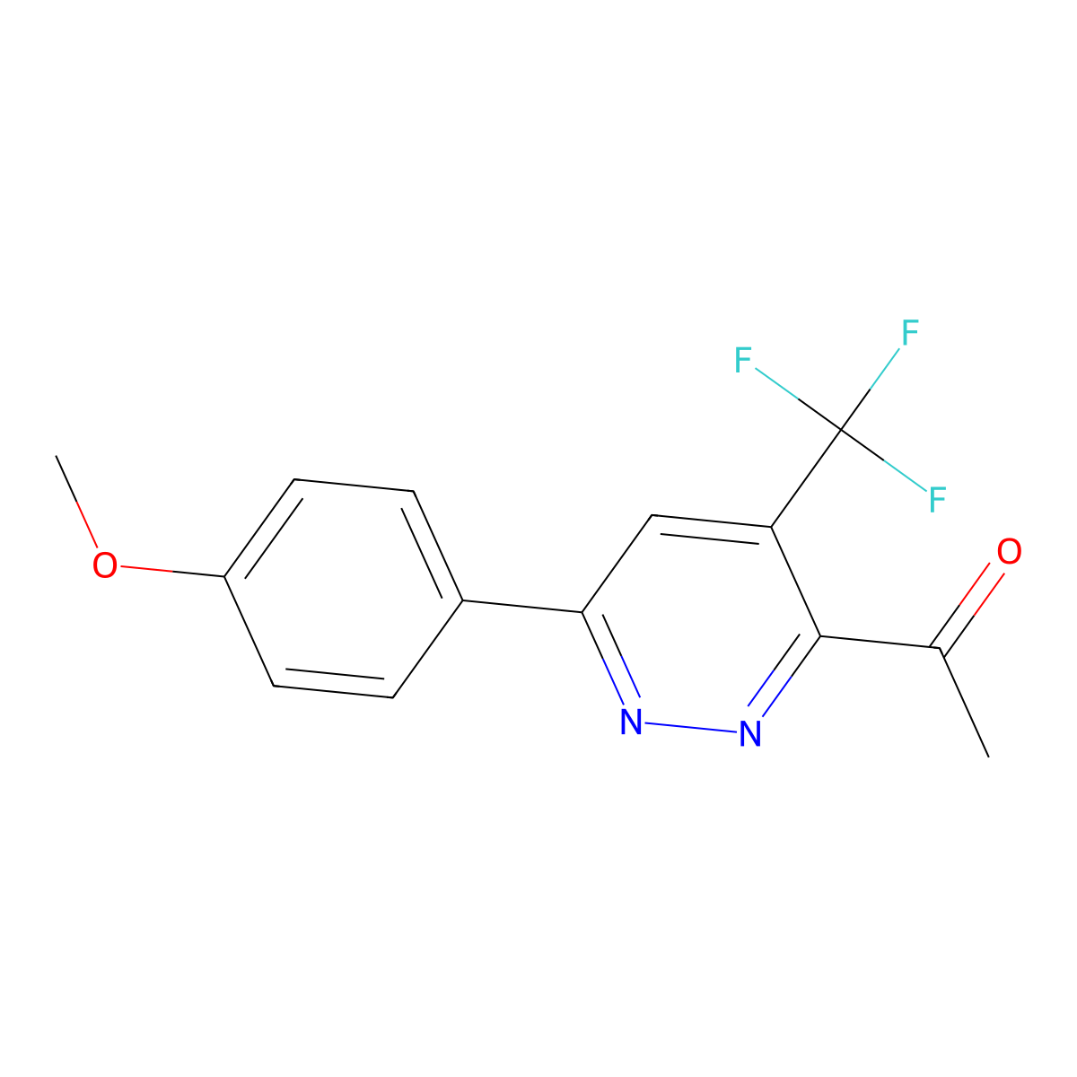 1-[6-(4-Methoxyphenyl)-4-(trifluoromethyl)pyridazin-3-yl]ethan-1-one molecular structure, CAS 2060062-43-1