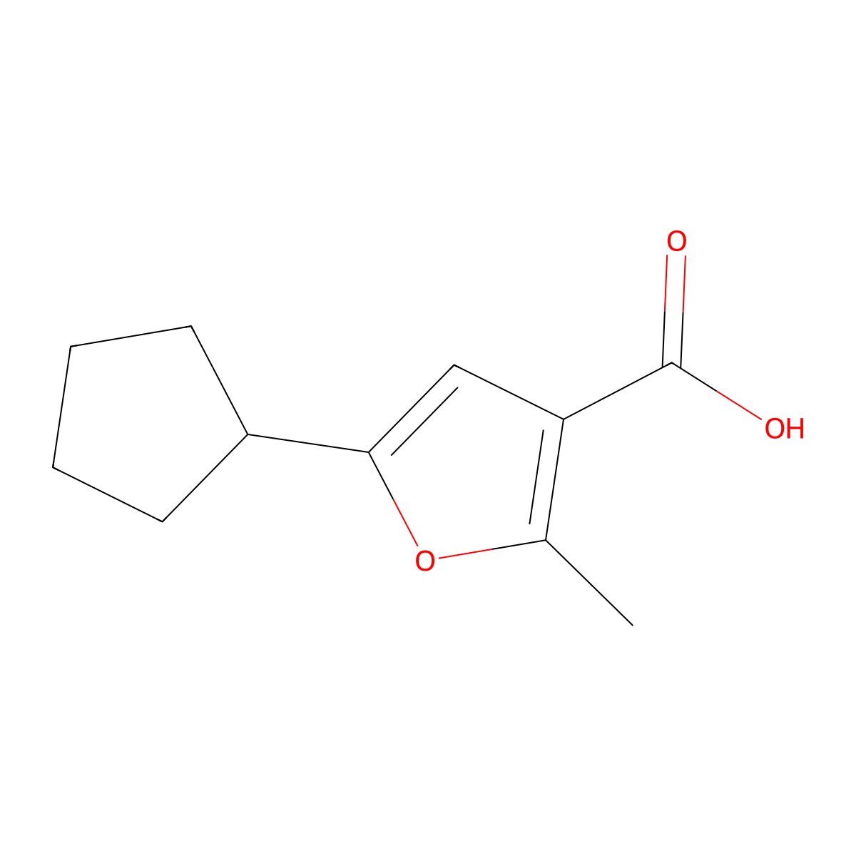 5-Cyclopentyl-2-methylfuran-3-carboxylic acid molecular structure, CAS 2060062-44-2