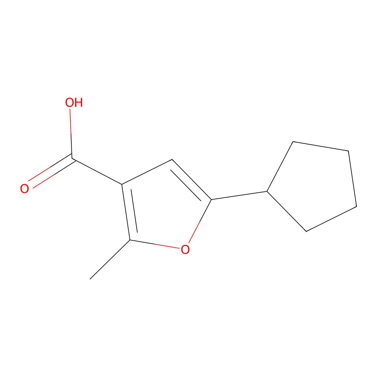 5-Cyclopentyl-2-methylfuran-3-carboxylic acid molecular structure, CAS 2060062-44-2