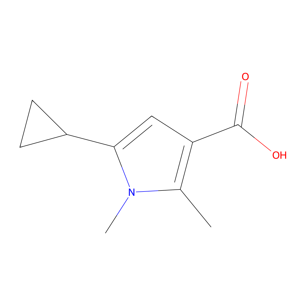 5-Cyclopropyl-1,2-dimethyl-1H-pyrrole-3-carboxylic acid molecular structure, CAS 2060062-47-5
