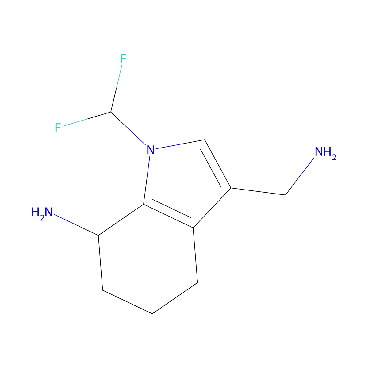 3-(Aminomethyl)-1-(difluoromethyl)-4,5,6,7-tetrahydro-1H-indol-7-amine molecular structure, CAS 2060062-63-5