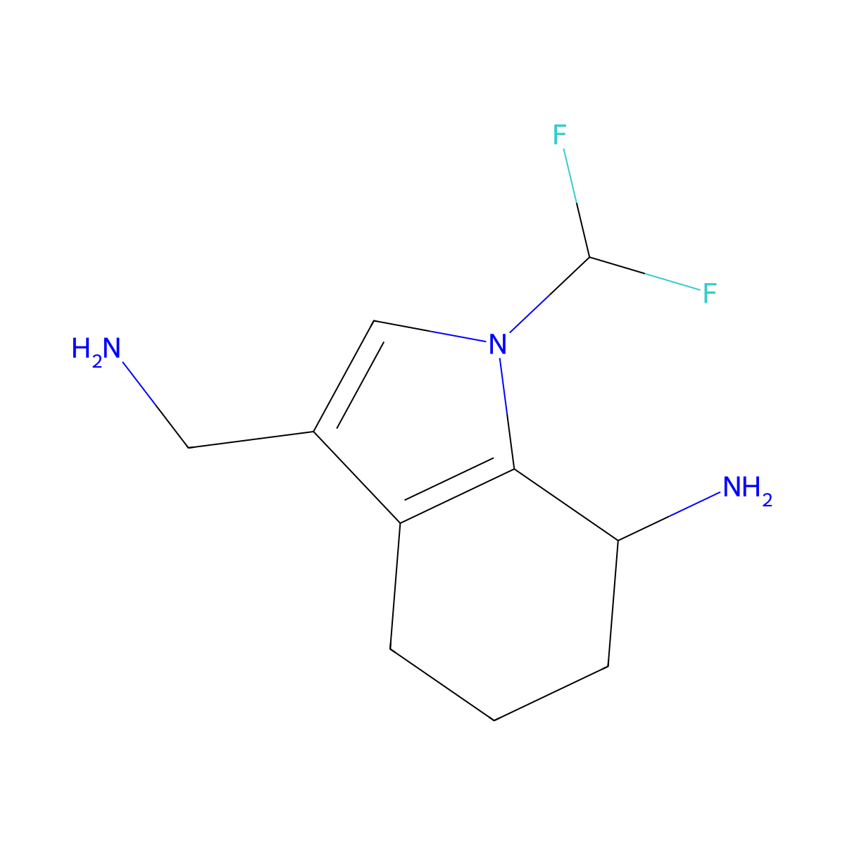 3-(Aminomethyl)-1-(difluoromethyl)-4,5,6,7-tetrahydro-1H-indol-7-amine molecular structure, CAS 2060062-63-5