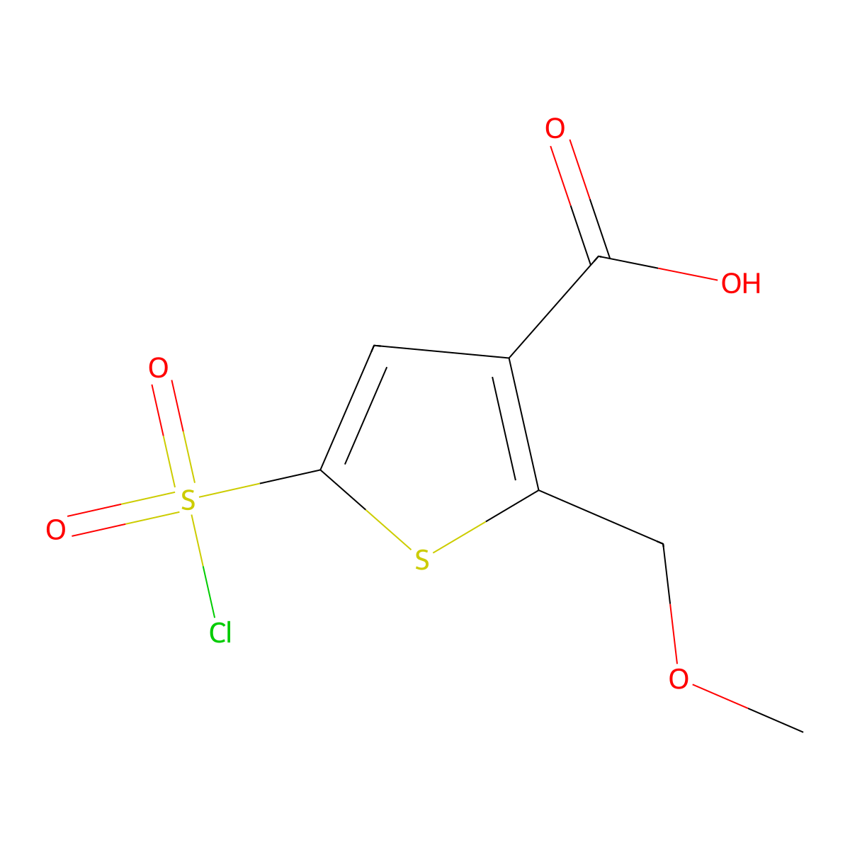 5-(Chlorosulfonyl)-2-(methoxymethyl)thiophene-3-carboxylic acid molecular structure, CAS 2060062-76-0