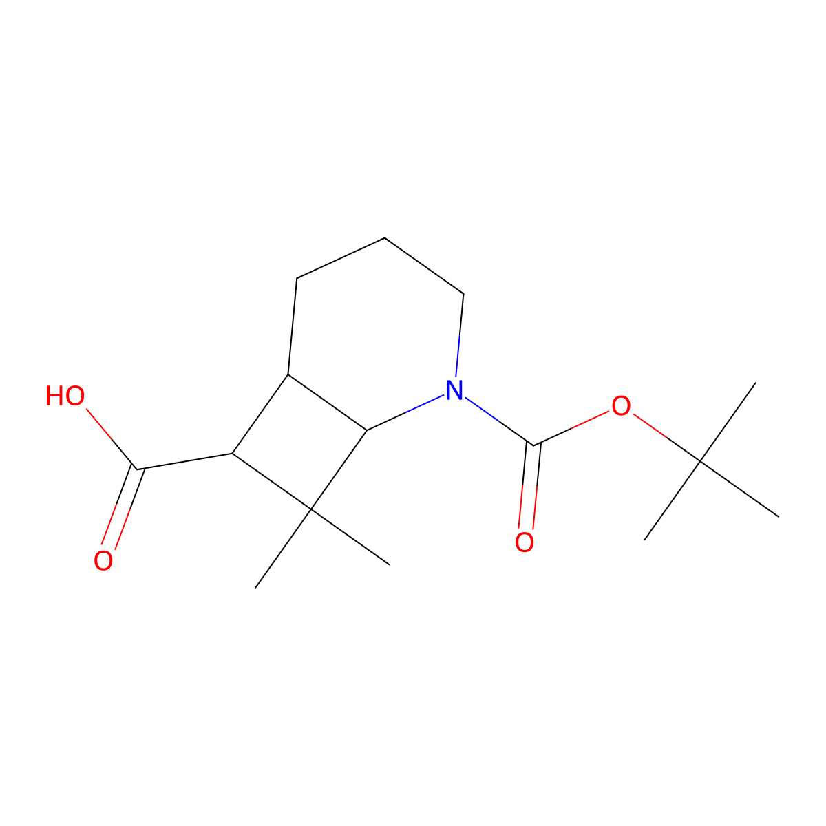 2-[(tert-Butoxy)carbonyl]-8,8-dimethyl-2-azabicyclo[4.2.0]octane-7-carboxylic acid molecular structure, CAS 2060062-90-8