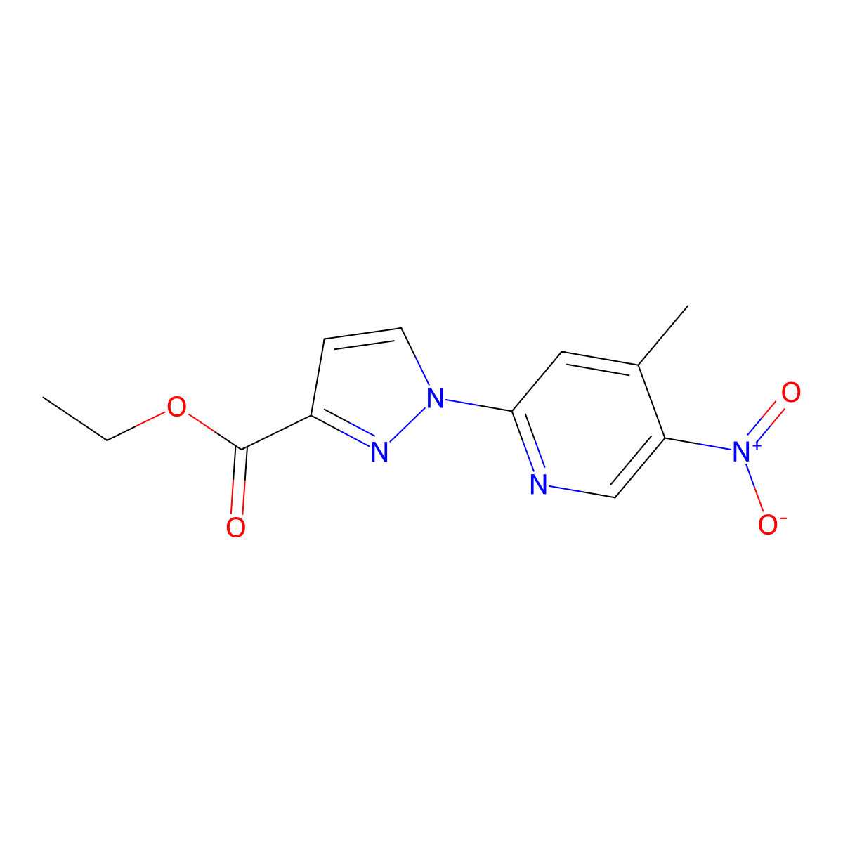 Ethyl 1-(4-methyl-5-nitropyridin-2-yl)-1H-pyrazole-3-carboxylate molecular structure, CAS 2060062-98-6