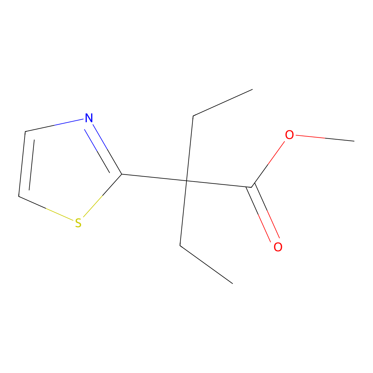 Methyl 2-ethyl-2-(1,3-thiazol-2-yl)butanoate molecular structure, CAS 2060063-05-8
