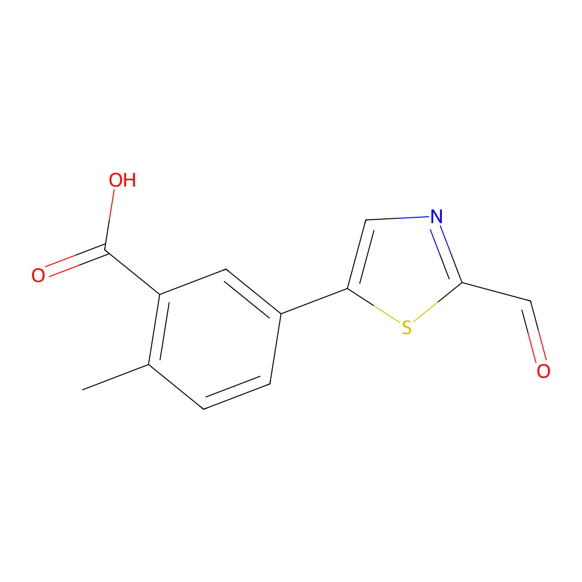5-(2-Formyl-1,3-thiazol-5-yl)-2-methylbenzoic acid molecular structure, CAS 2060063-27-4