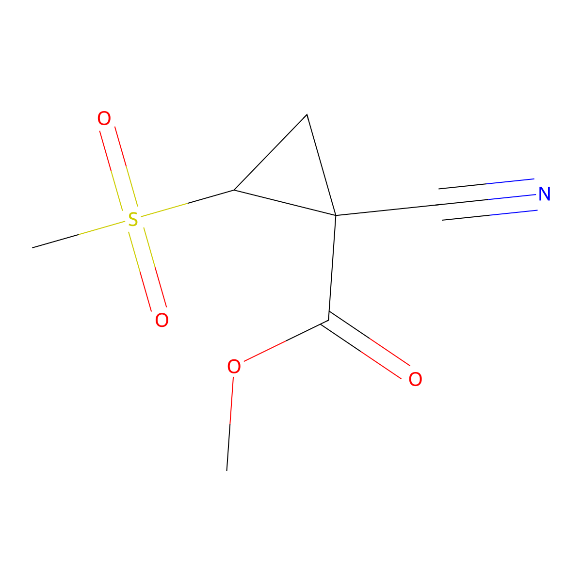 Methyl 1-cyano-2-methanesulfonylcyclopropane-1-carboxylate molecular structure, CAS 2060063-32-1