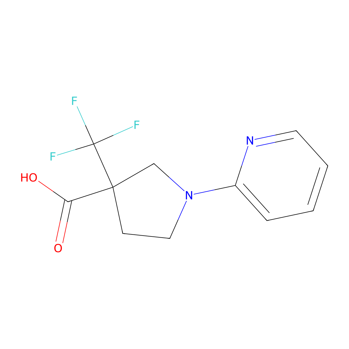1-(Pyridin-2-yl)-3-(trifluoromethyl)pyrrolidine-3-carboxylic acid molecular structure, CAS 2060063-50-3