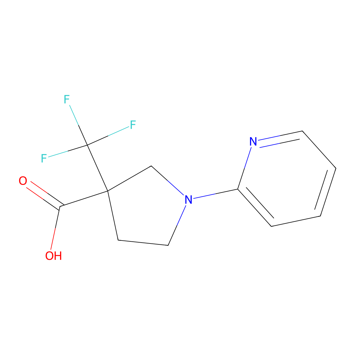 1-(Pyridin-2-yl)-3-(trifluoromethyl)pyrrolidine-3-carboxylic acid molecular structure, CAS 2060063-50-3