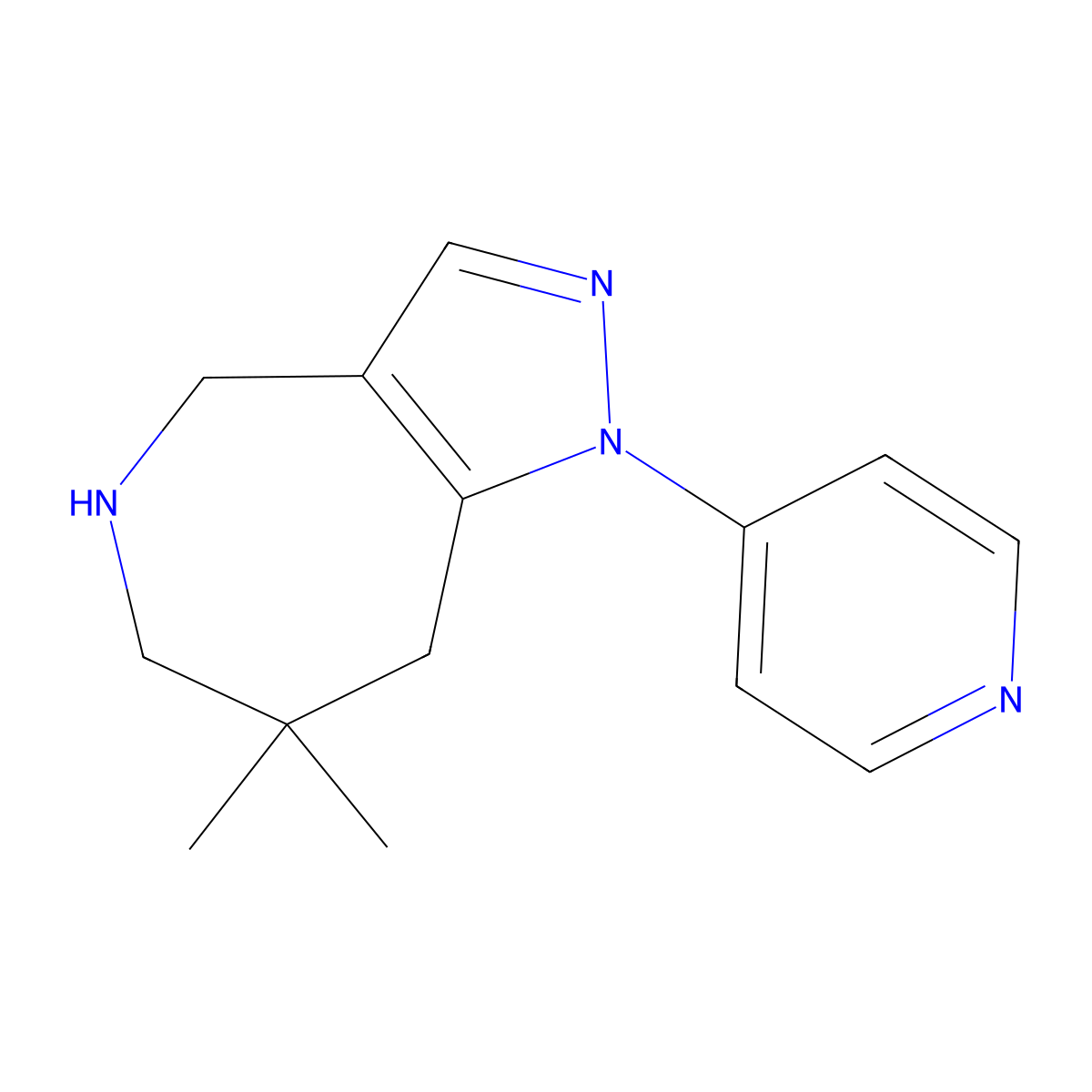 4-{7,7-dimethyl-1H,4H,5H,6H,7H,8H-pyrazolo[4,3-c]azepin-1-yl}pyridine molecular structure, CAS 2060063-52-5