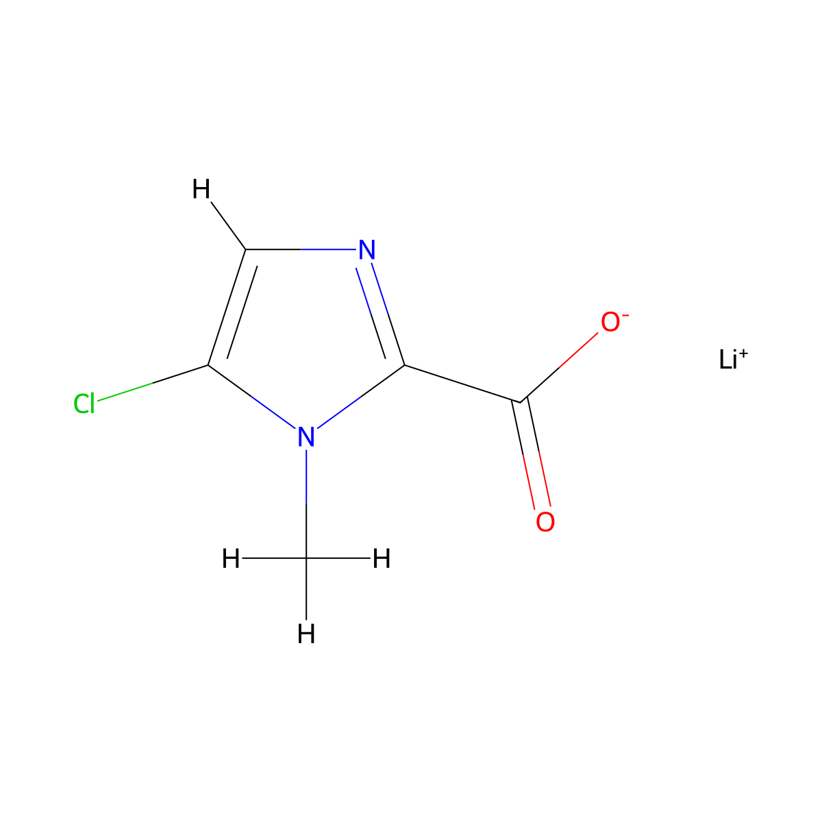 lithium(1+) ion 5-chloro-1-methyl-1H-imidazole-2-carboxylate molecular structure, CAS 2060063-62-7