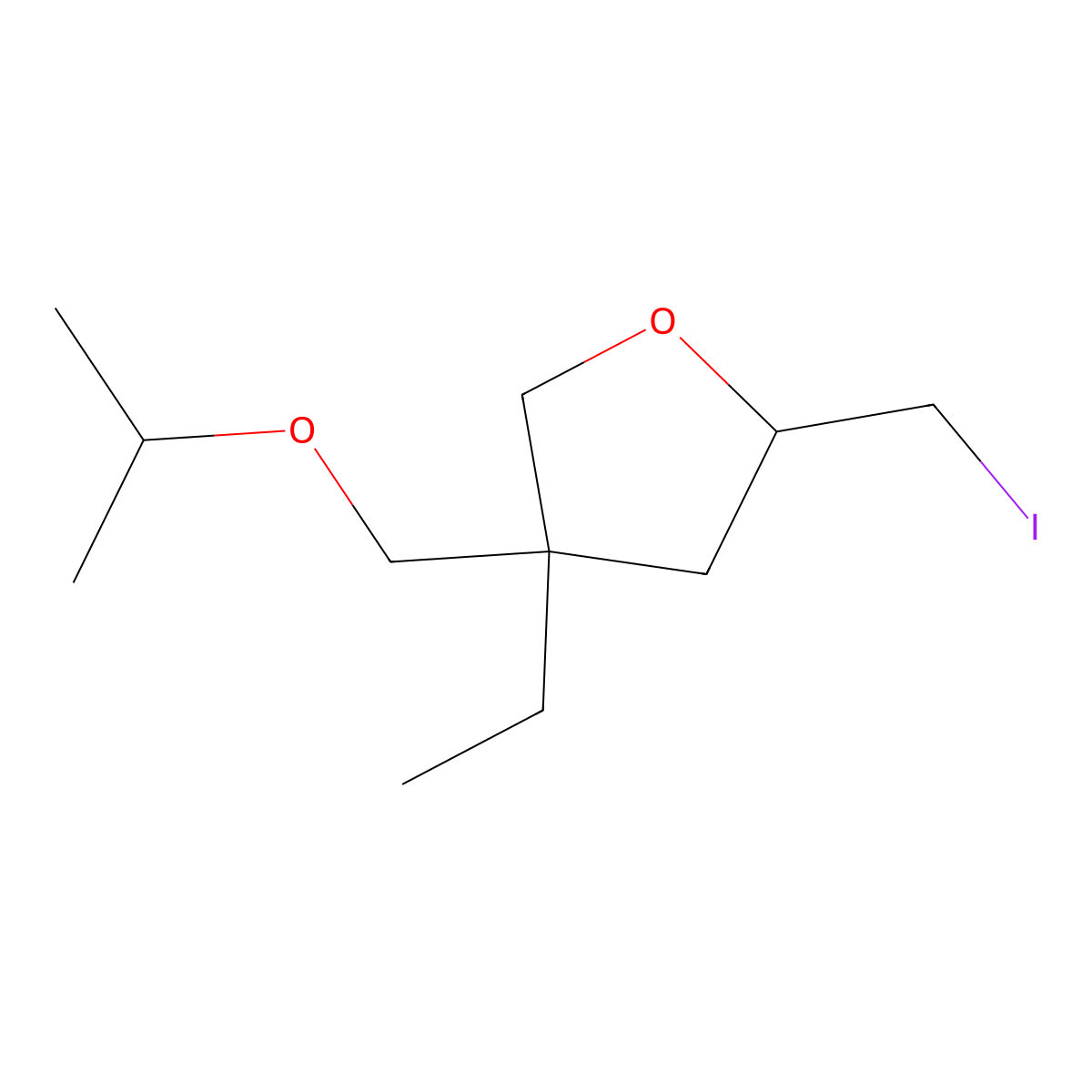 4-Ethyl-2-(iodomethyl)-4-[(propan-2-yloxy)methyl]oxolane molecular structure, CAS 2060063-67-2
