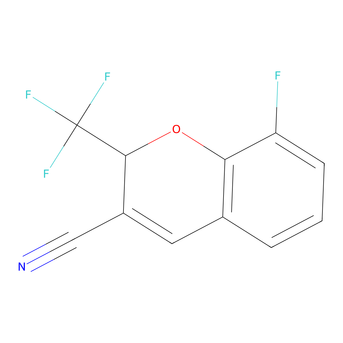 8-Fluoro-2-(trifluoromethyl)-2H-chromene-3-carbonitrile molecular structure, CAS 2060063-79-6