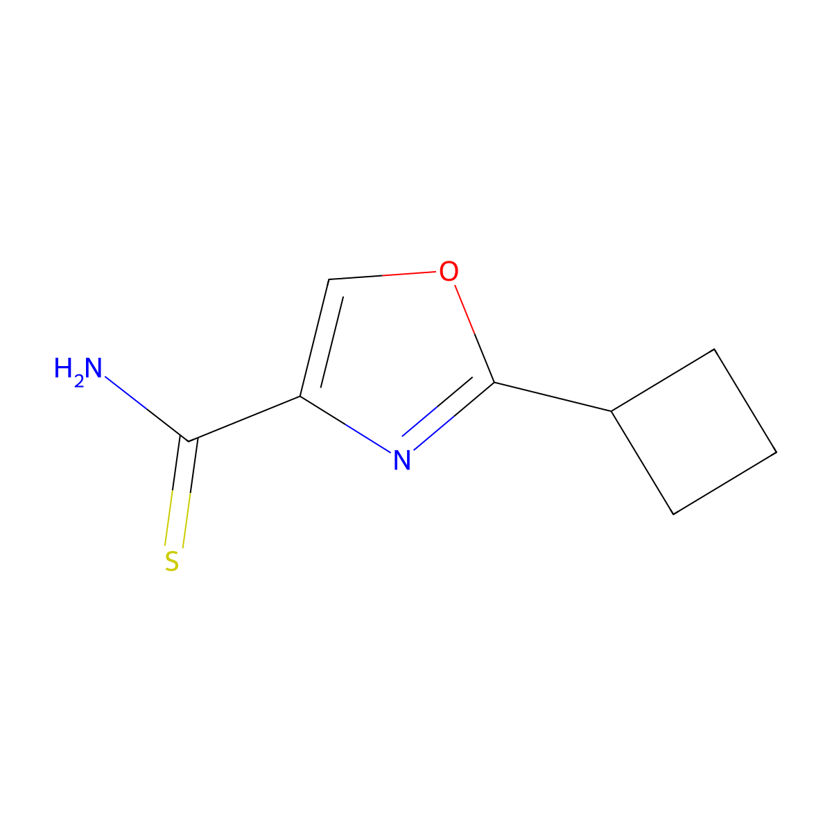 2-Cyclobutyl-1,3-oxazole-4-carbothioamide molecular structure, CAS 2060063-89-8