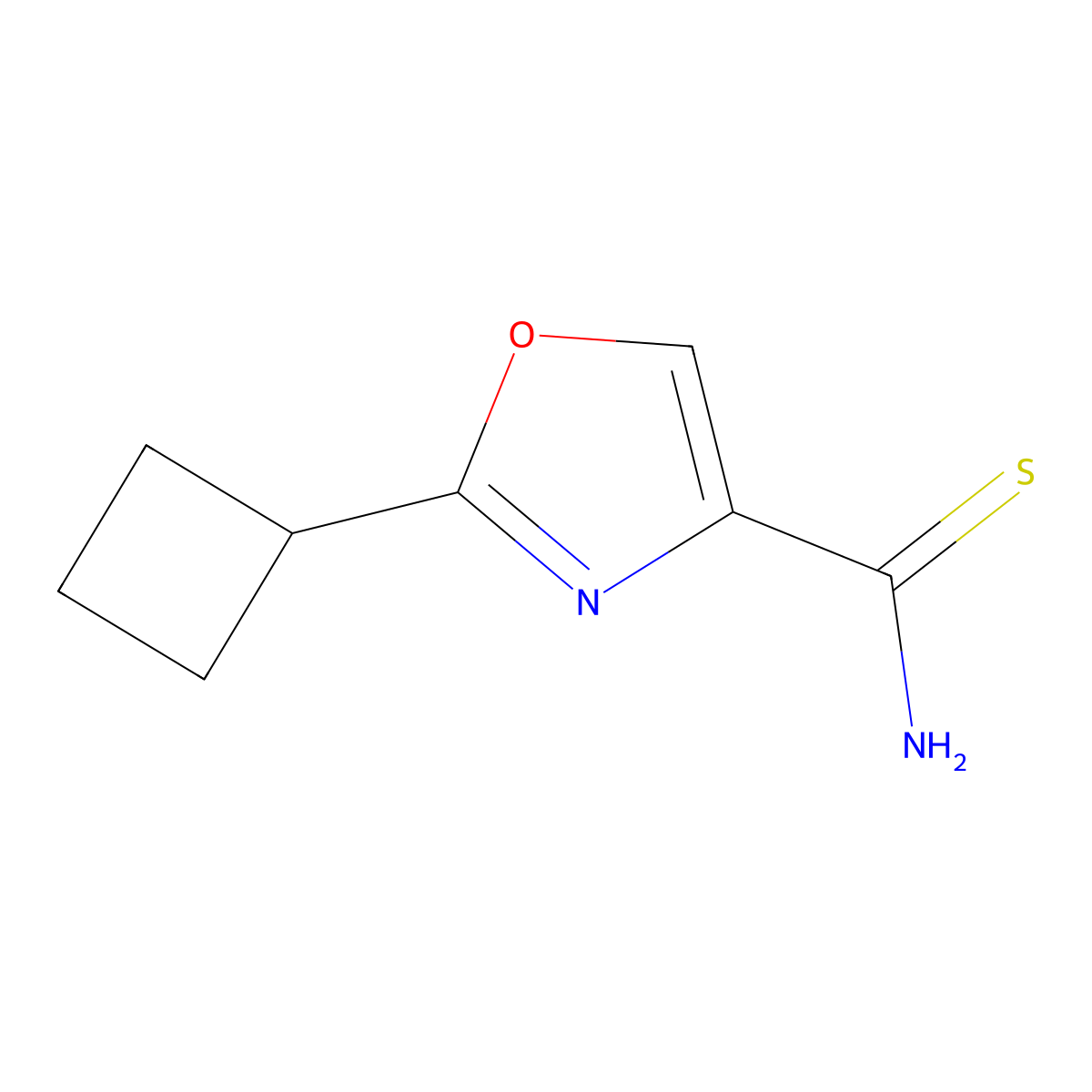 2-Cyclobutyl-1,3-oxazole-4-carbothioamide molecular structure, CAS 2060063-89-8