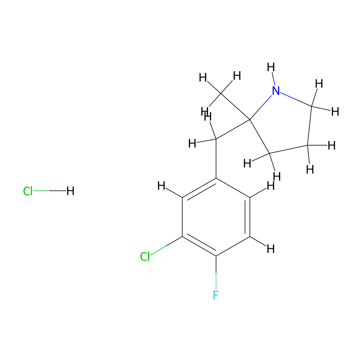 2-[(3-Chloro-4-fluorophenyl)methyl]-2-methylpyrrolidine hydrochloride molecular structure, CAS 2060063-93-4