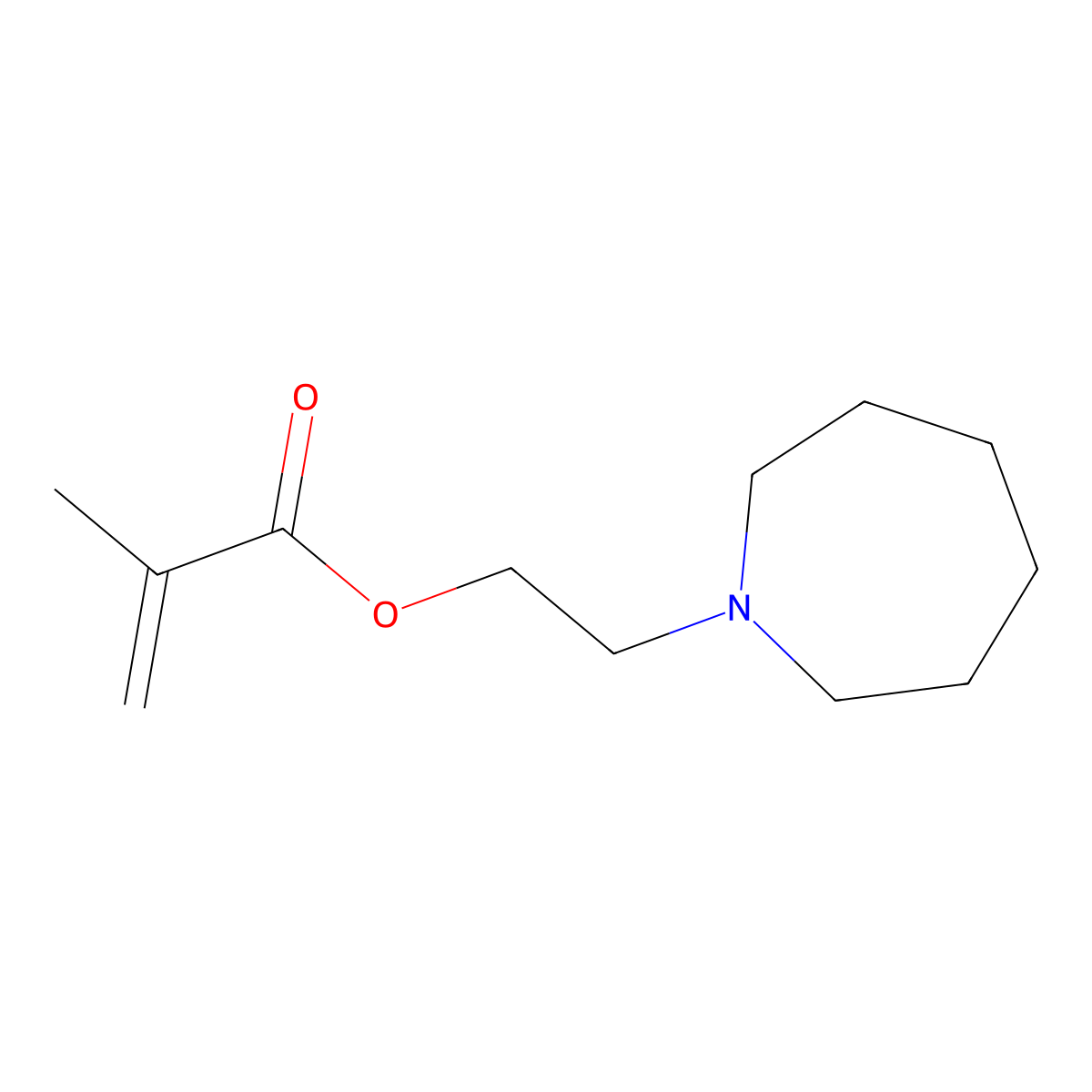 2-Propenoic acid, 2-methyl-, 2-(hexahydro-1H-azepin-1-yl)ethyl ester molecular structure, CAS 20602-94-2