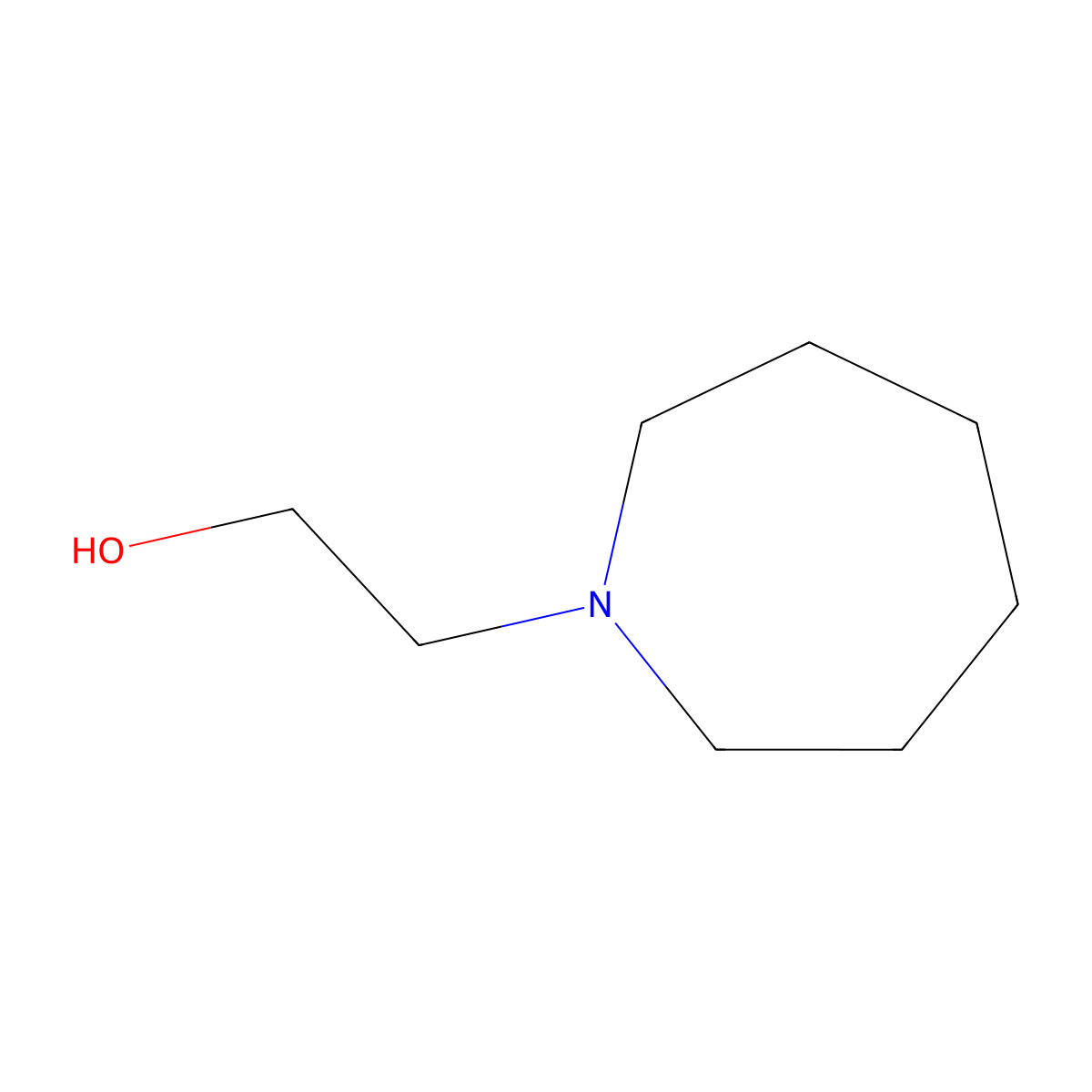 Hexahydro-1H-azepine-1-ethanol molecular structure, CAS 20603-00-3