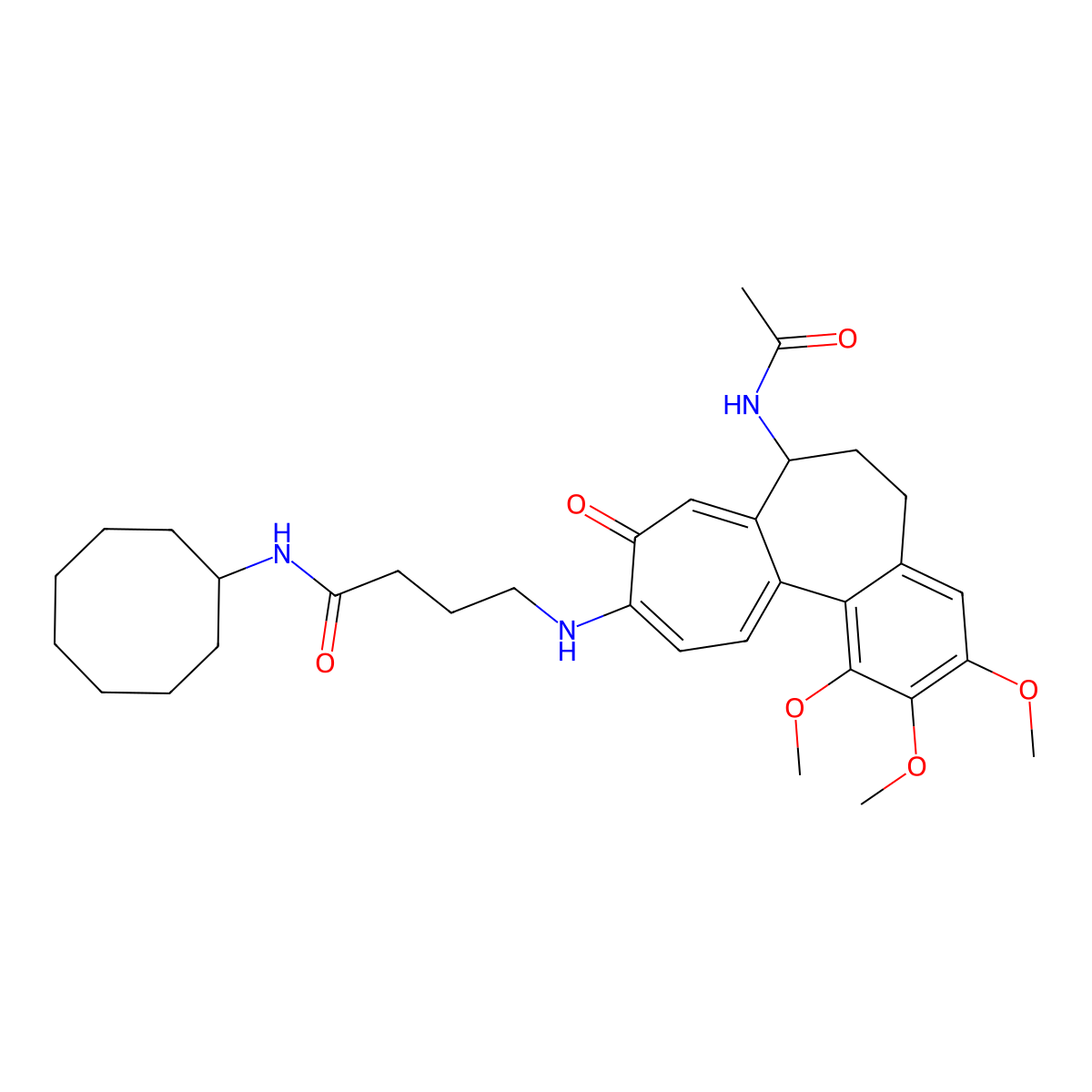 4-((7-Acetamido-1,2,3-trimethoxy-9-oxo-5,6,7,9-tetrahydrobenzo[a]heptalen-10-yl)amino)-N-cyclooctylbutanamide molecular structure, CAS 2060348-65-2