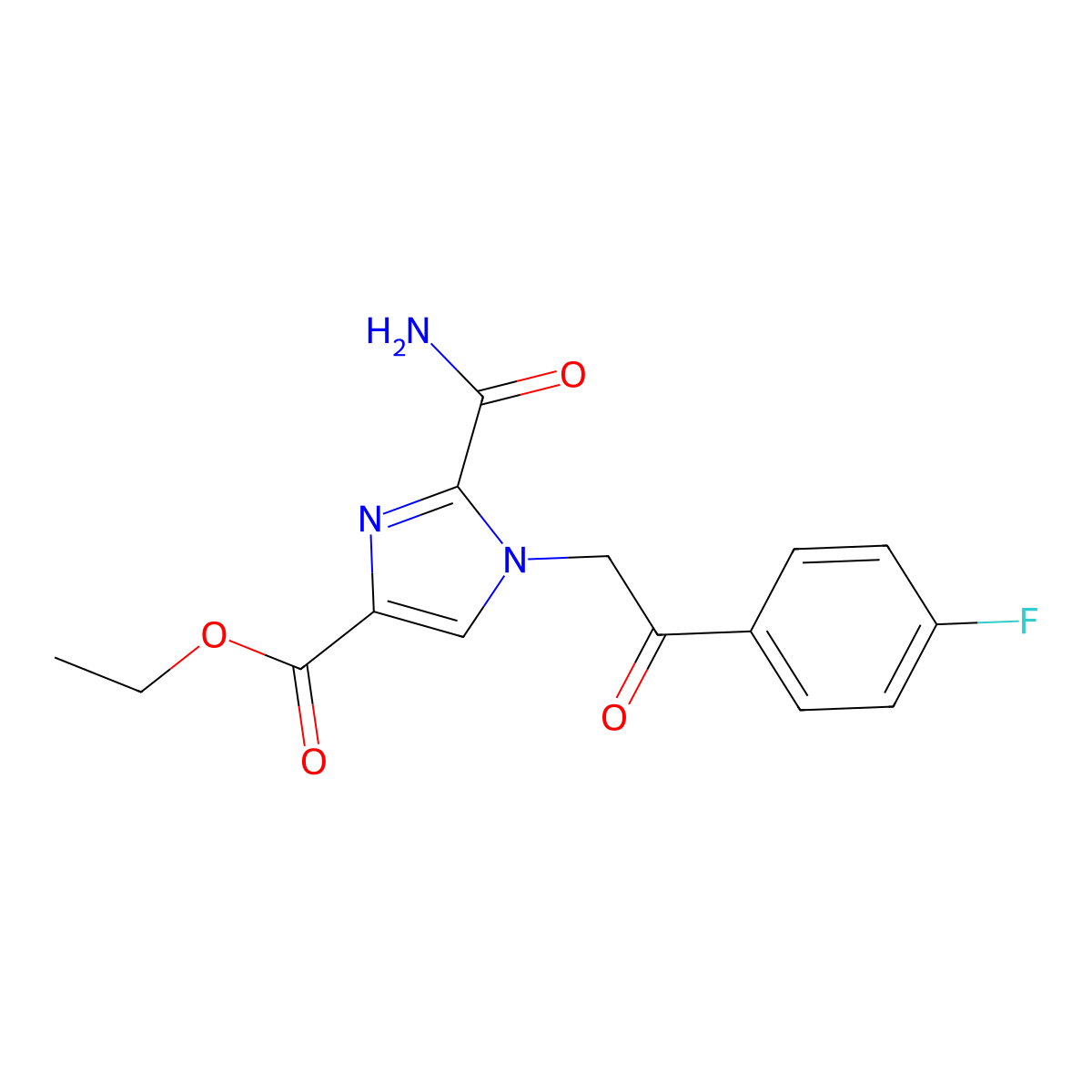 ethyl 2-(aminocarbonyl)-1-[2-(4-fluorophenyl)-2-oxoethyl]-1H-imidazole-4-carboxylate molecular structure, CAS 2060360-87-2